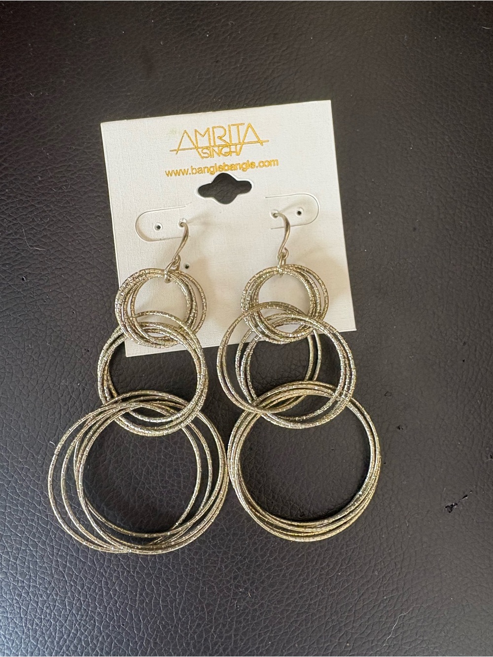 Amrita Singh Textured Gold Multi-Ring Drop Earrings - Picture 2 of 5